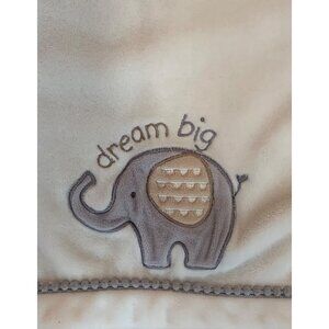 Just Born Baby Blanket Dream Big Elephant 30x40 Inches 100% Polyester White Gray